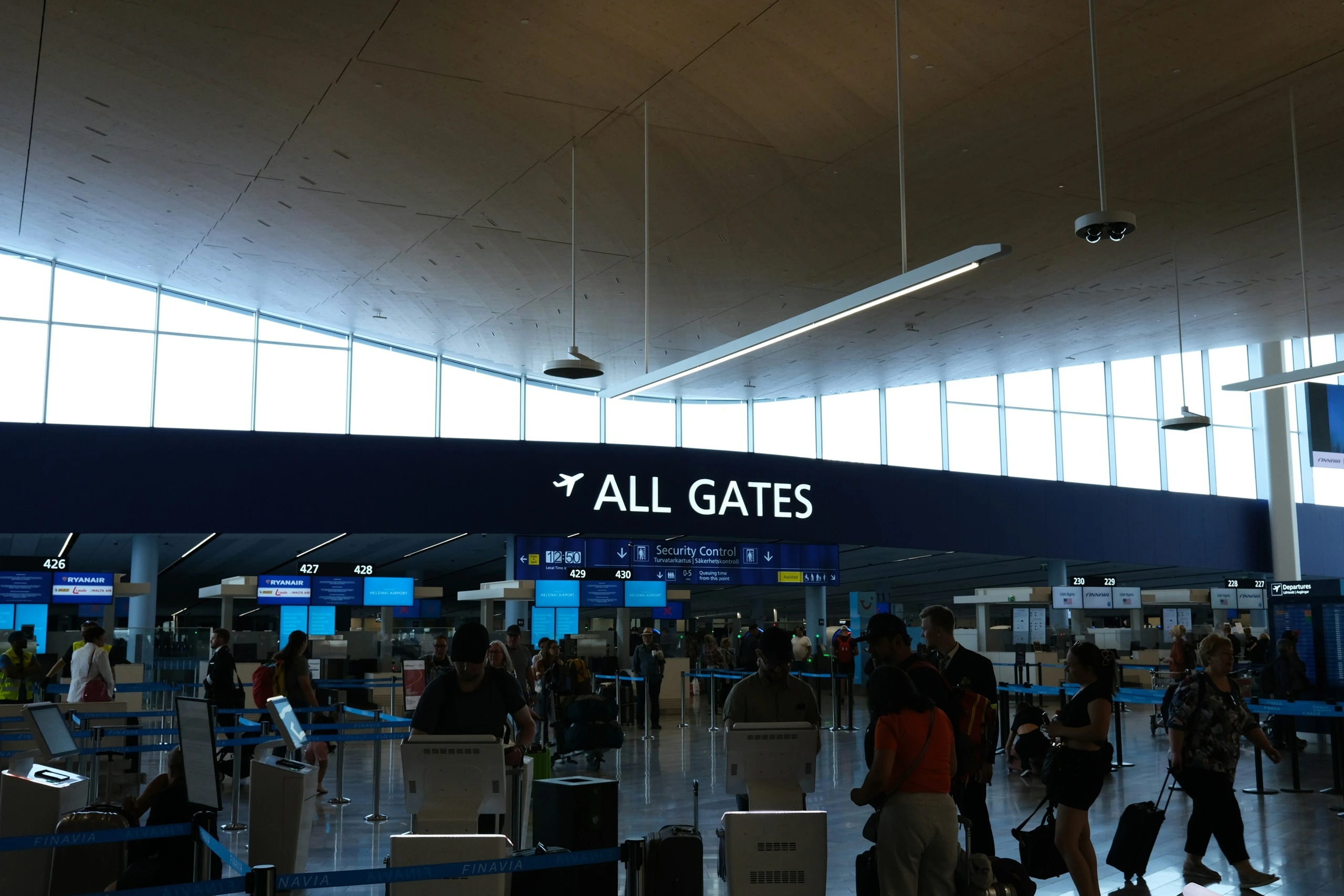 Boarding gates at an airport