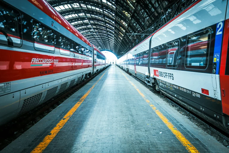 Trains on the platform in Milano Centrale