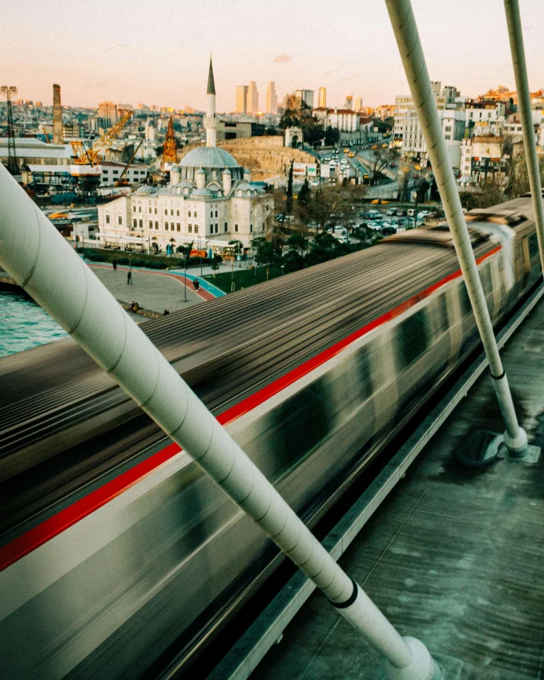 Train crossing a bridge in Istanbul