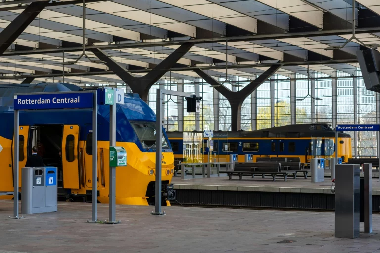 Train on the platform at Rotterdam Centraal Station