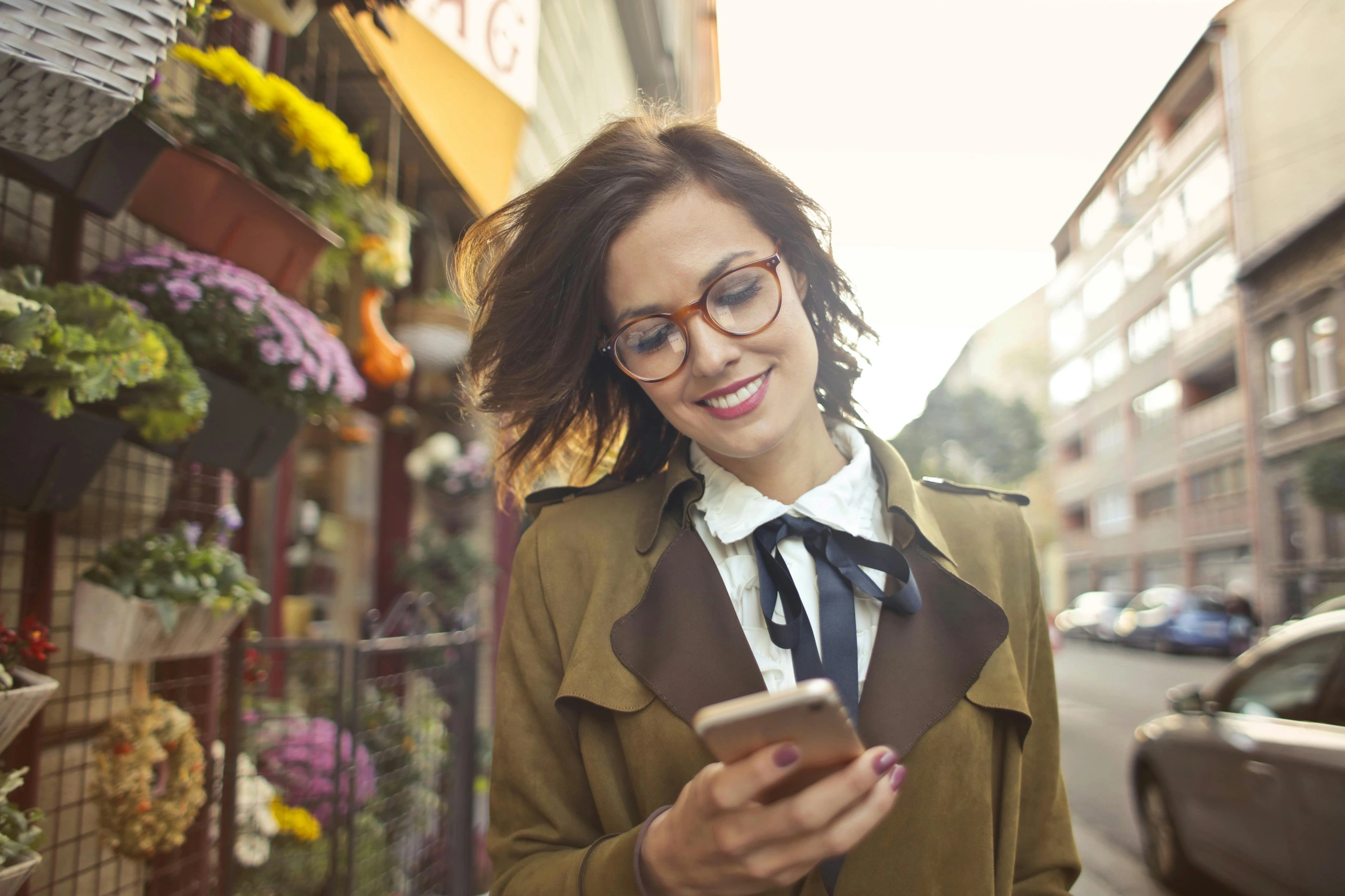 Woman looking at her mobile phone