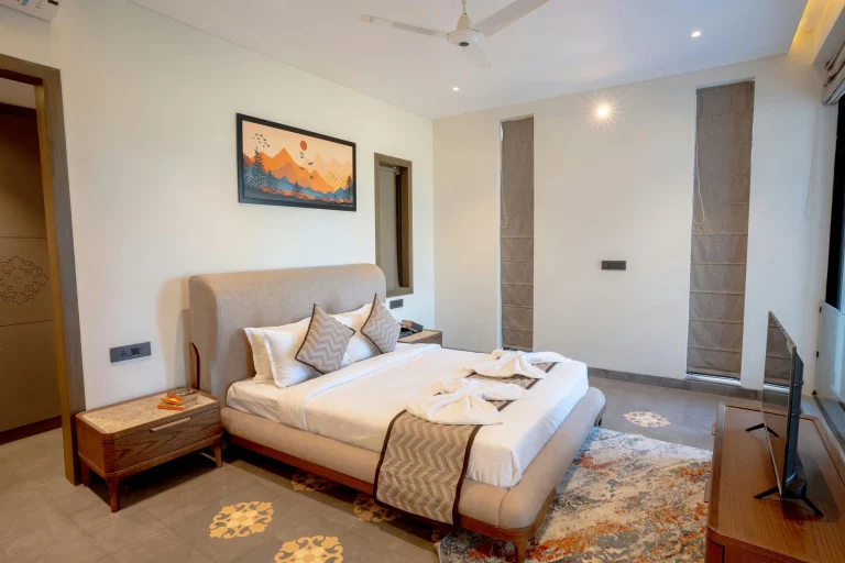 Hotel room with comfortable bed